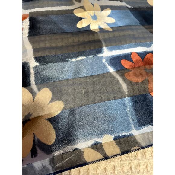 Silkey Y2K Style Blue Floral Preppy Retro Long Neck Scarf 60 inches by 14 inches - Picture 4 of 8